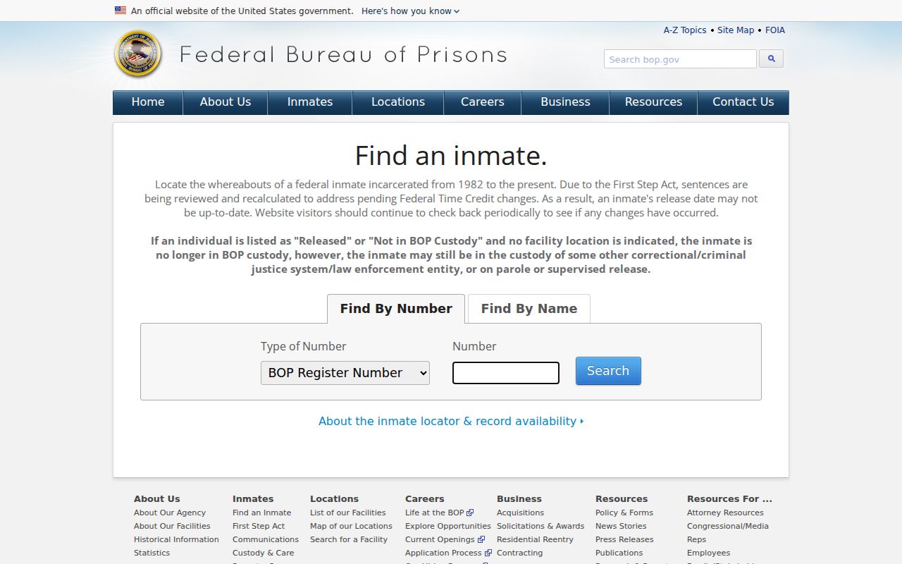 Calhoun County arrest records Federal Bureau of Prisons inmate locator