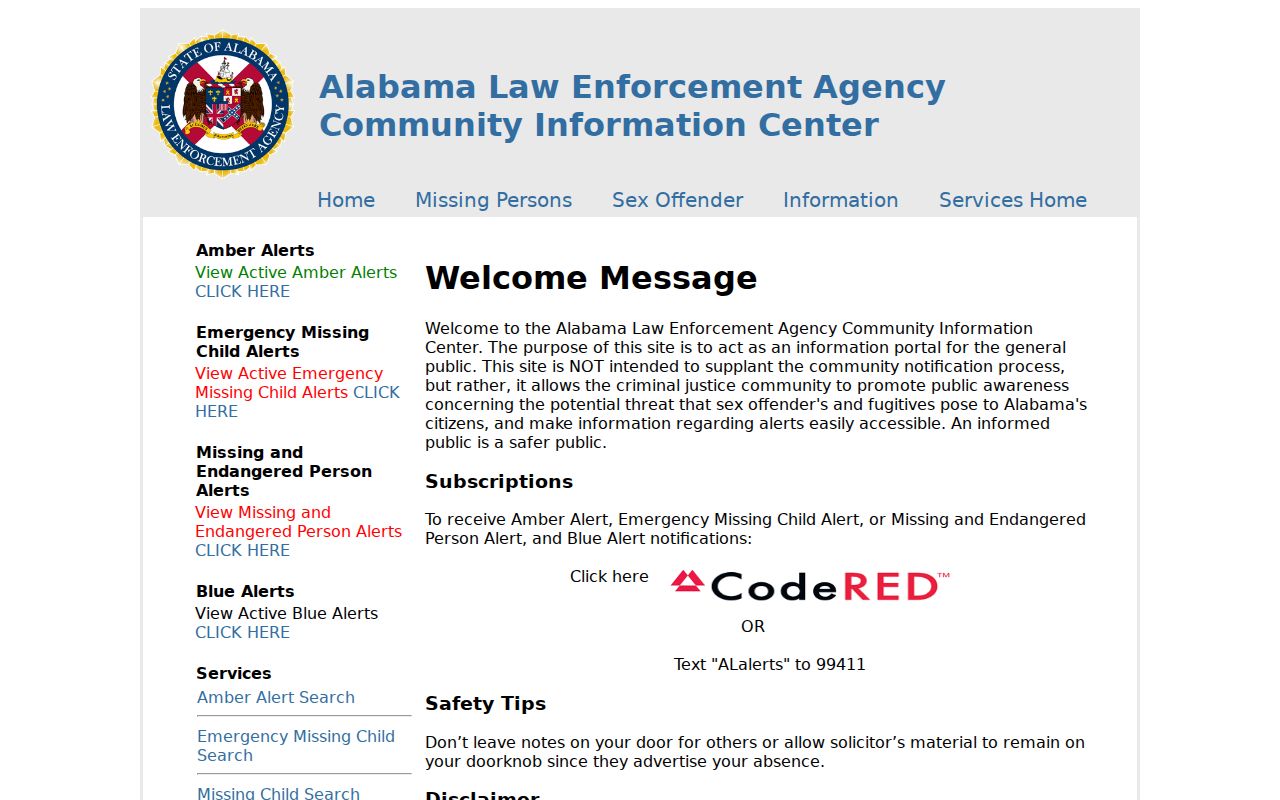 Calhoun County arrest records ALEA Community Information Center search