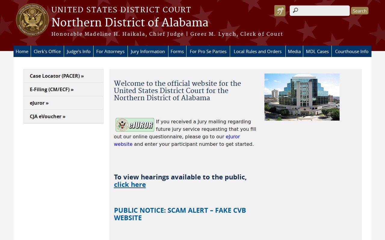 Calhoun County court dockets Northern District of Alabama reference
