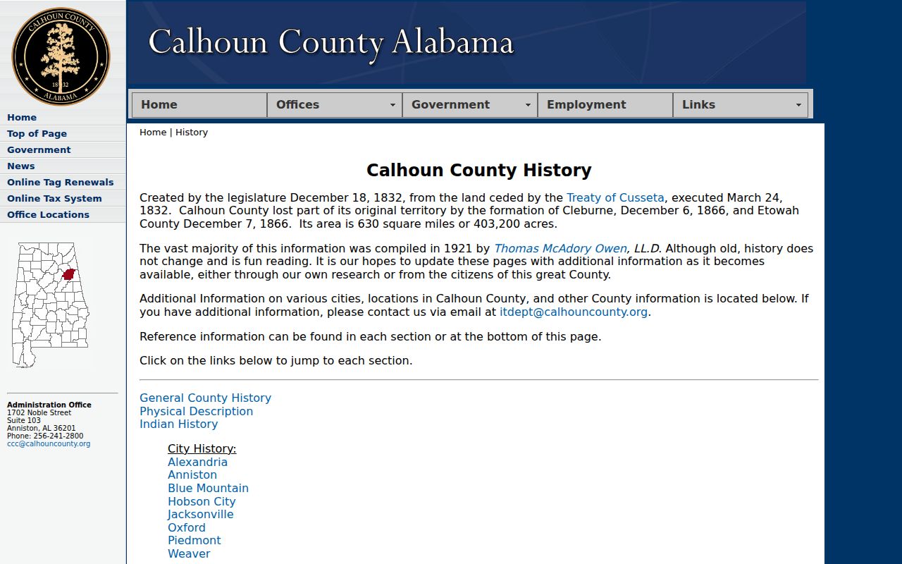 Calhoun County court records county history and probate context