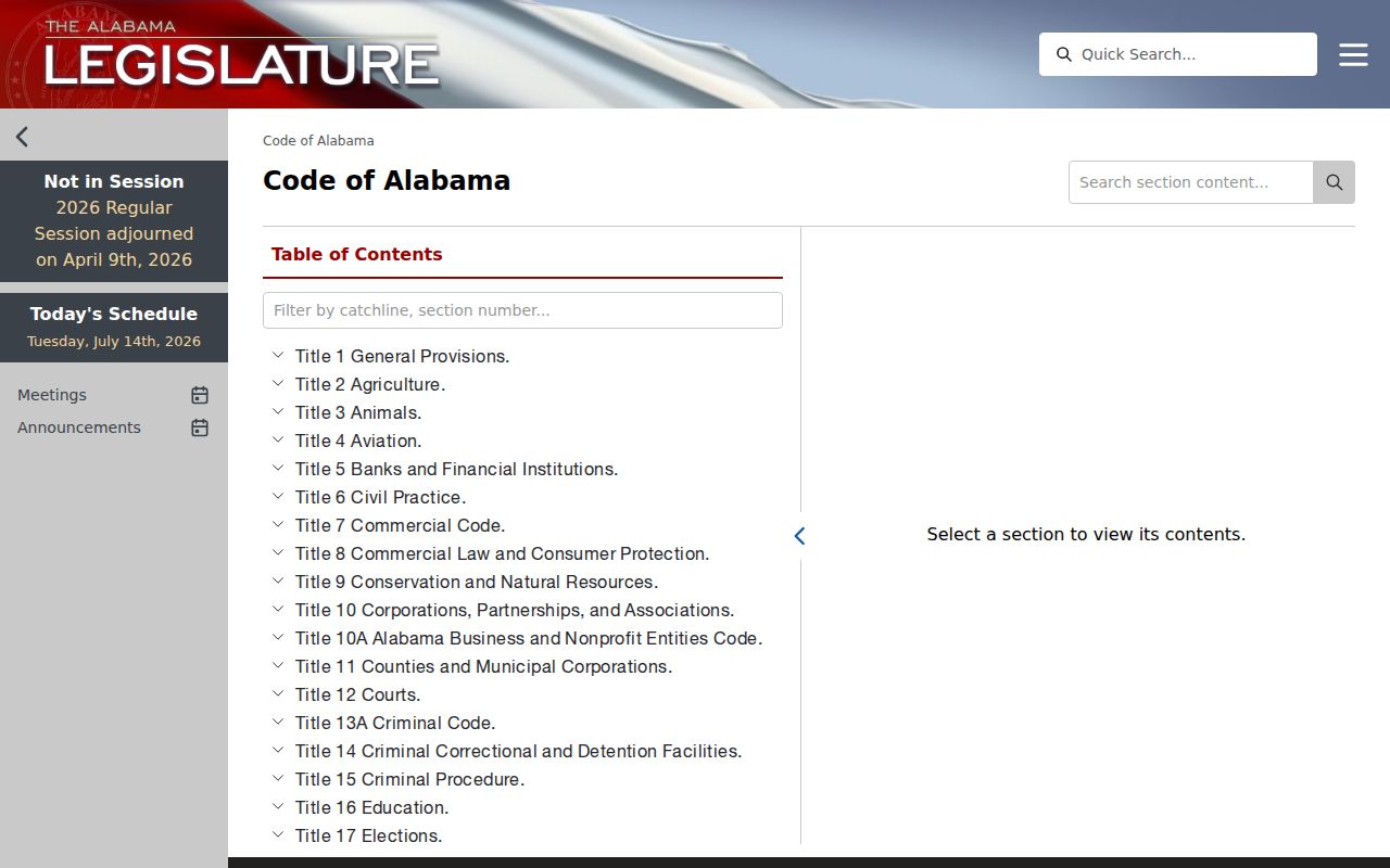 Calhoun County court records Alabama Code public access statutes