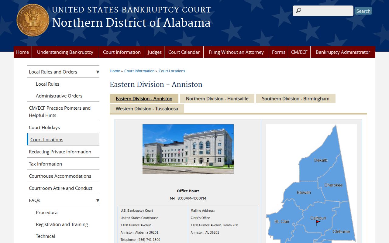 Calhoun County probate records Anniston bankruptcy court page