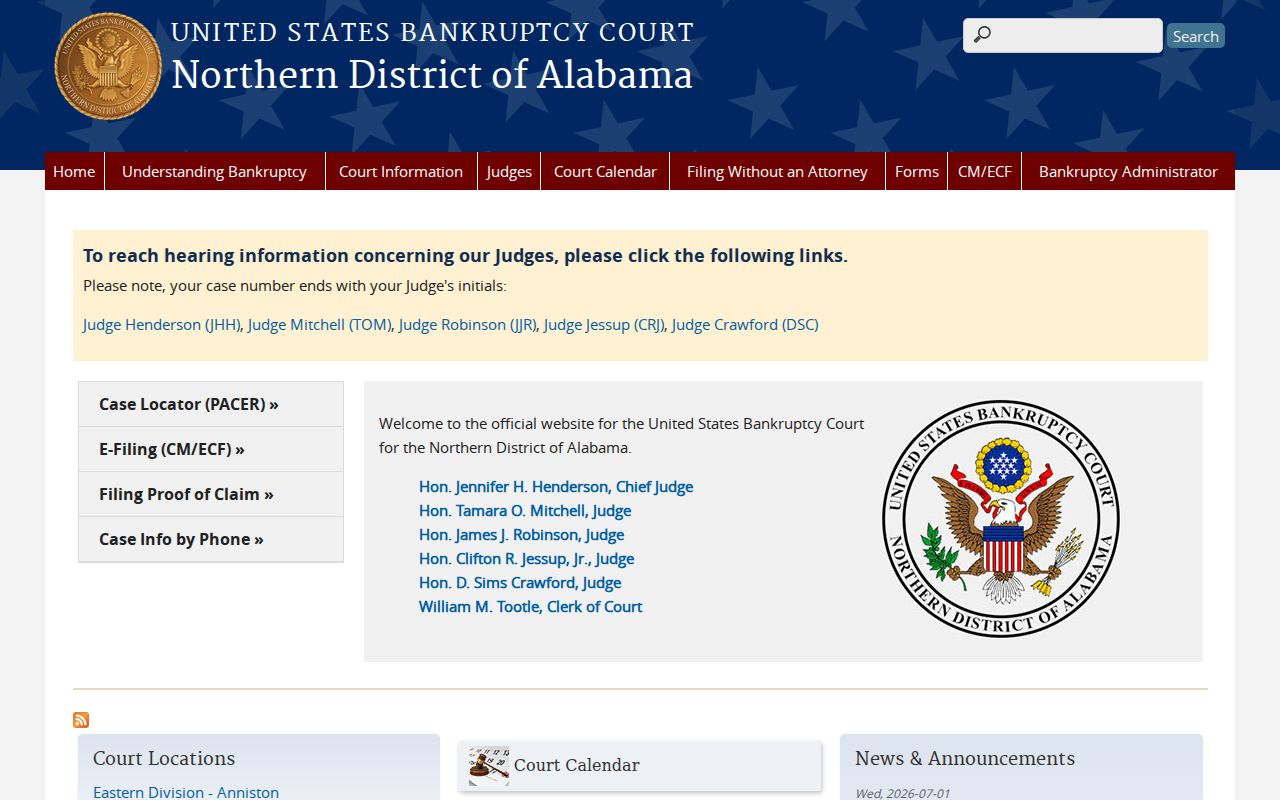 Calhoun County probate records Northern District bankruptcy court distinction